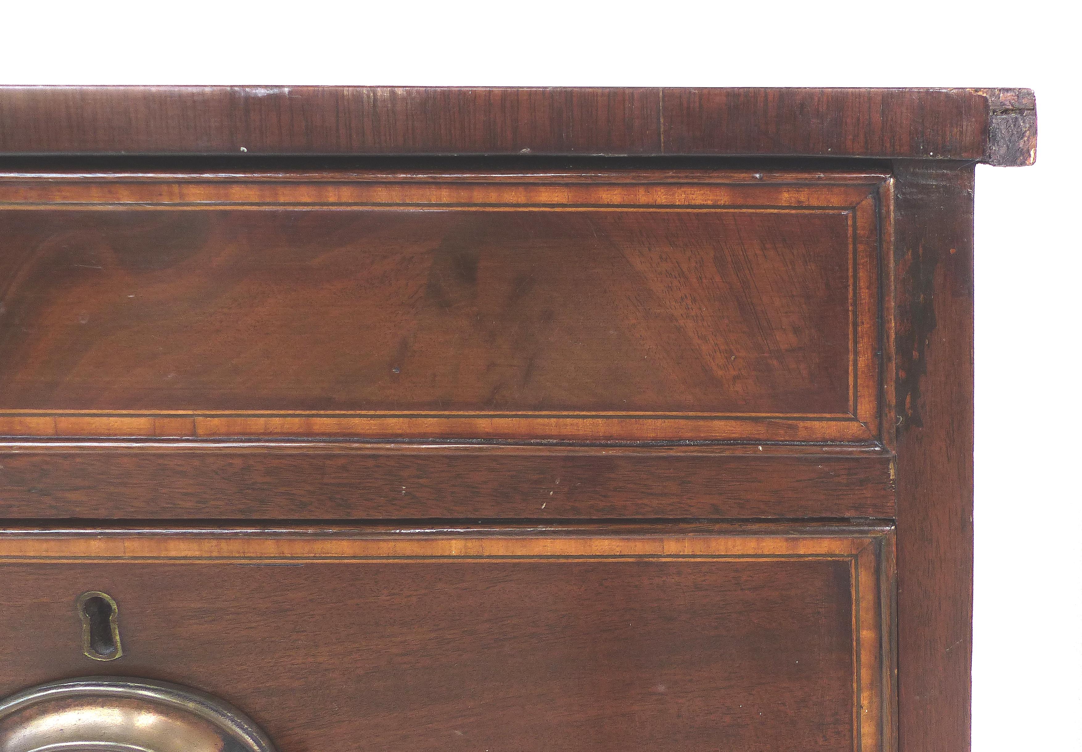 Hepplewhite Chest of Drawers with Brass Pulls in Mahogany & Satinwood 1