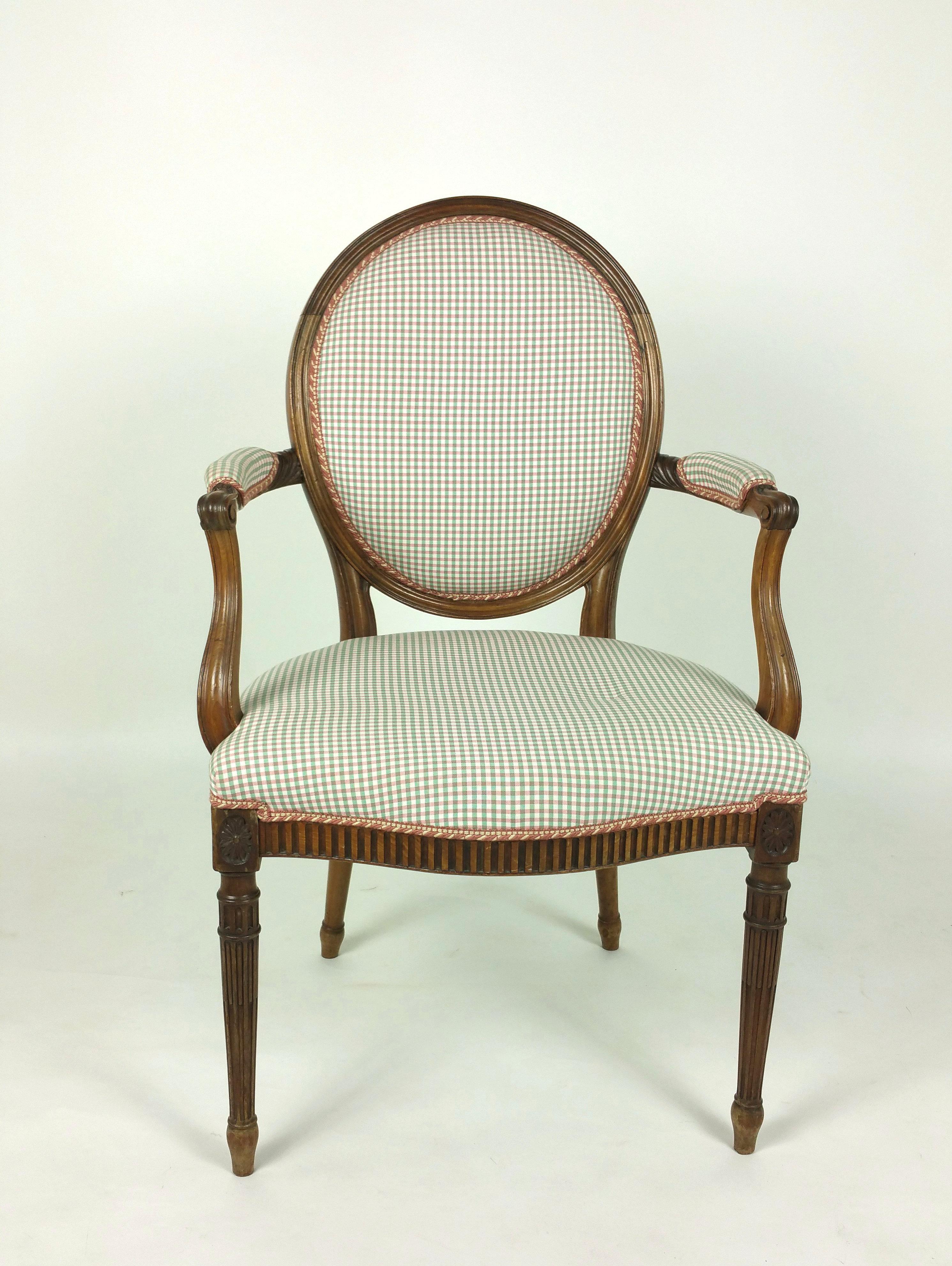 19th Century Hepplewhite Design Carved Walnut Elbow Chair 4