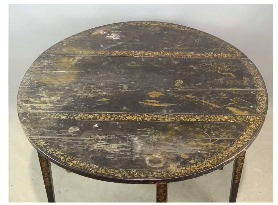 19th Century 19th c. Hepplewhite Japanned Table For Sale