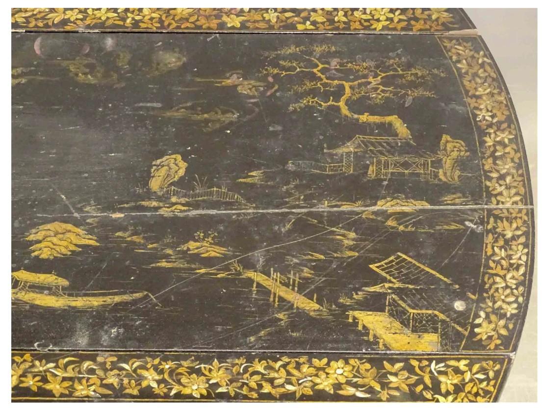 Wood 19th c. Hepplewhite Japanned Table For Sale