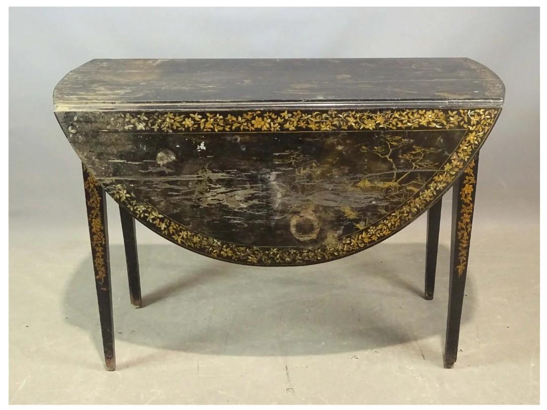 19th c. Hepplewhite Japanned Table For Sale 3
