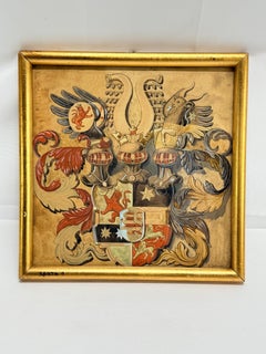 19th C. Heraldic Watercolor of a Composite Noble Achievement, Signed E. Wenzel