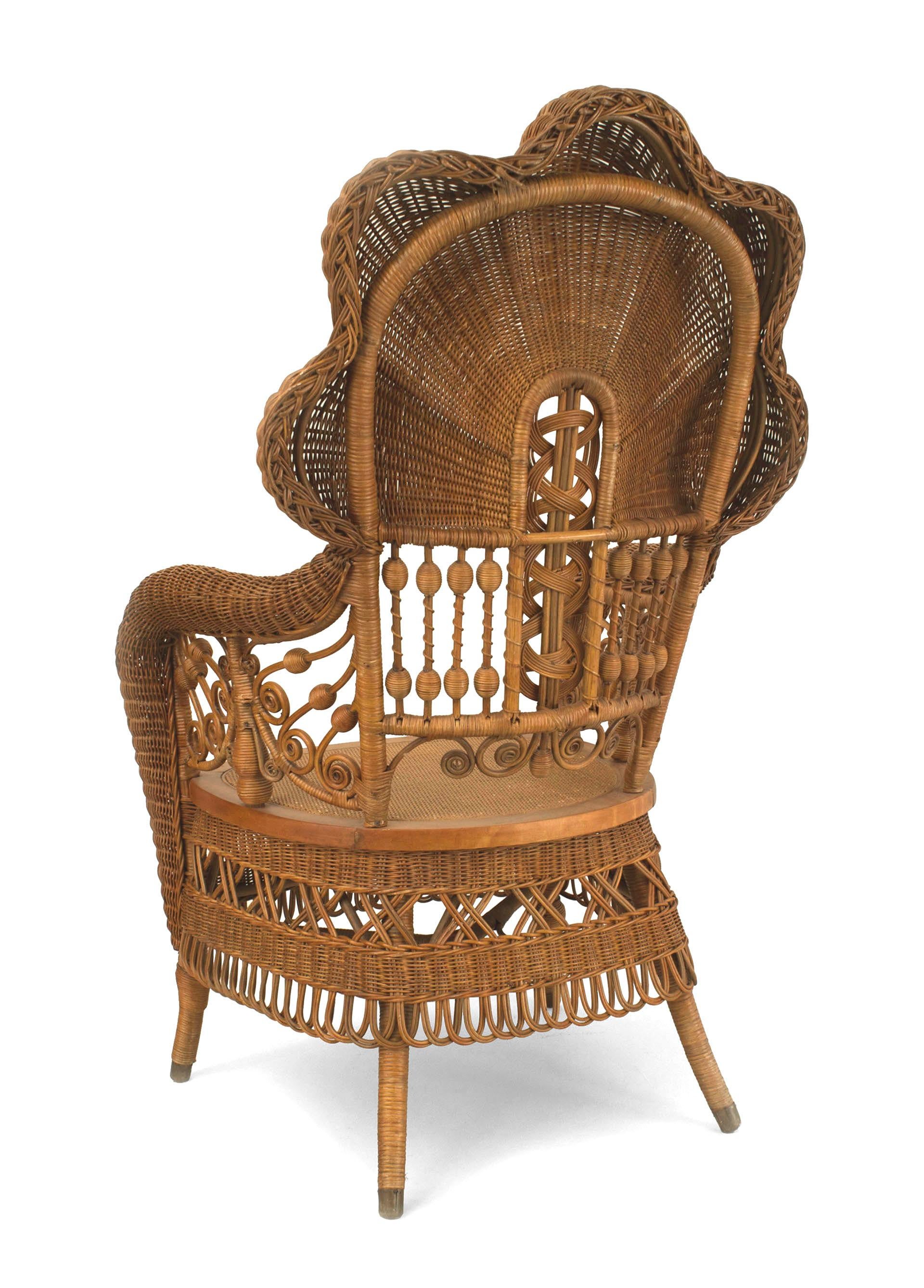 American Victorian Natural Wicker Arm Chair In Good Condition For Sale In New York, NY