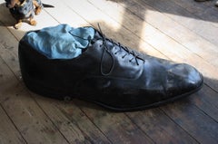 19th C Huge Fully Leather Trade Show Shoe Folk Art Sculpture Antique Shop Sign