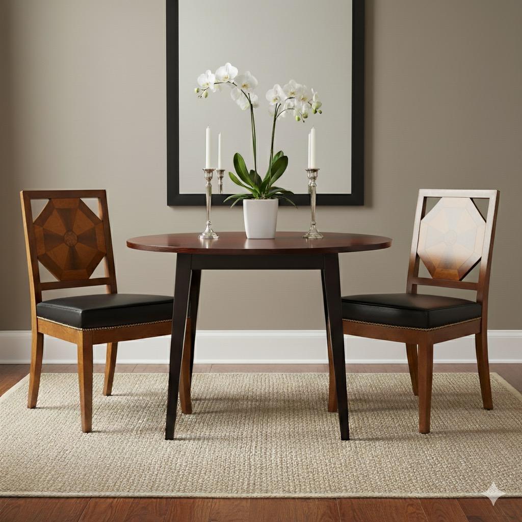 XIX secolo XIX sec. Sedie laterali intarsiate in stile Biedermeier - rivestimento in pelle nera - coppia in vendita