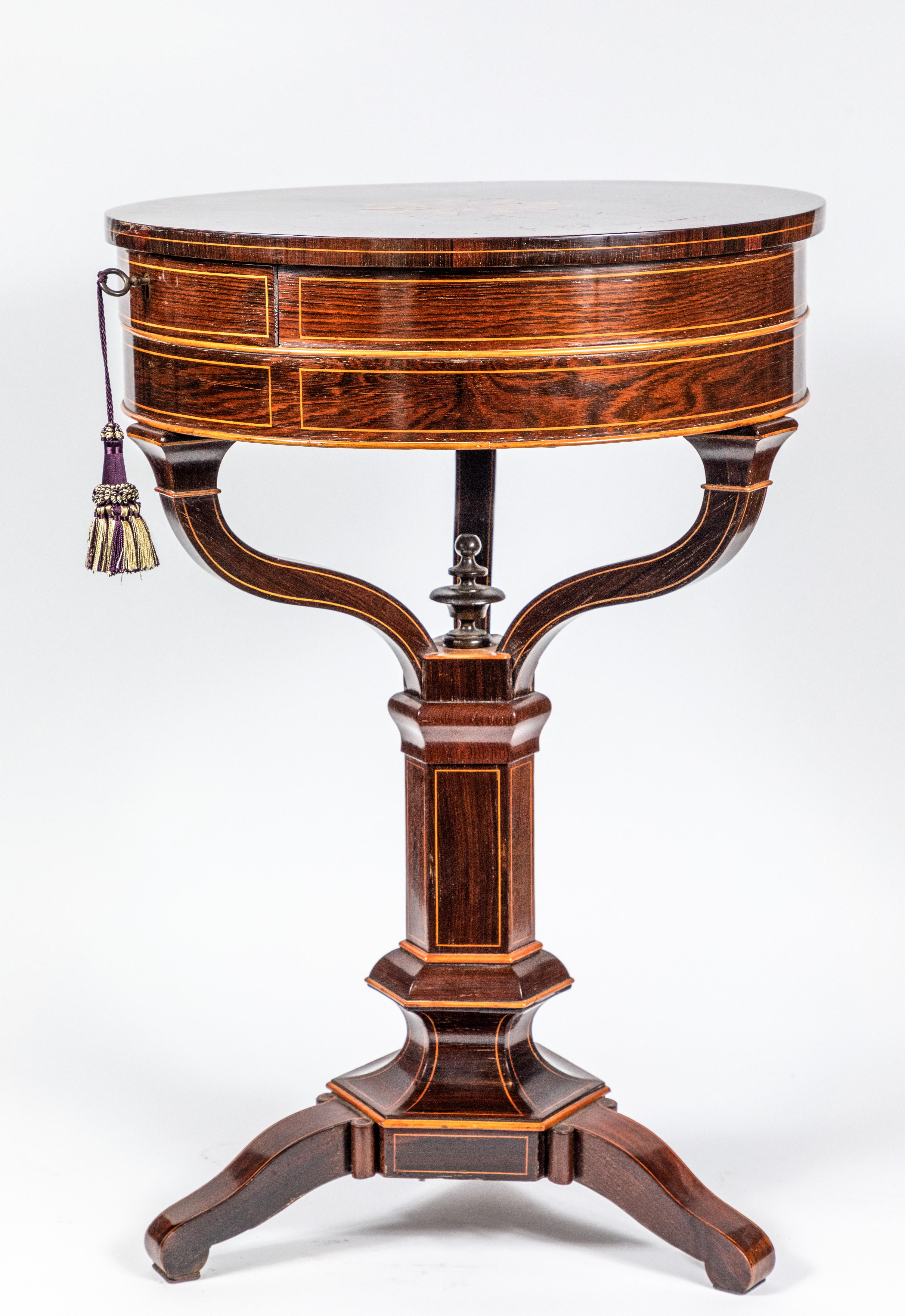 Hand-Carved 19th Century, Inlaid, English Occasional Table
