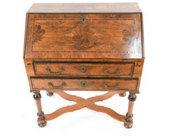 19th Century Inlaid Mahogany William and Mary Secretary on Stand