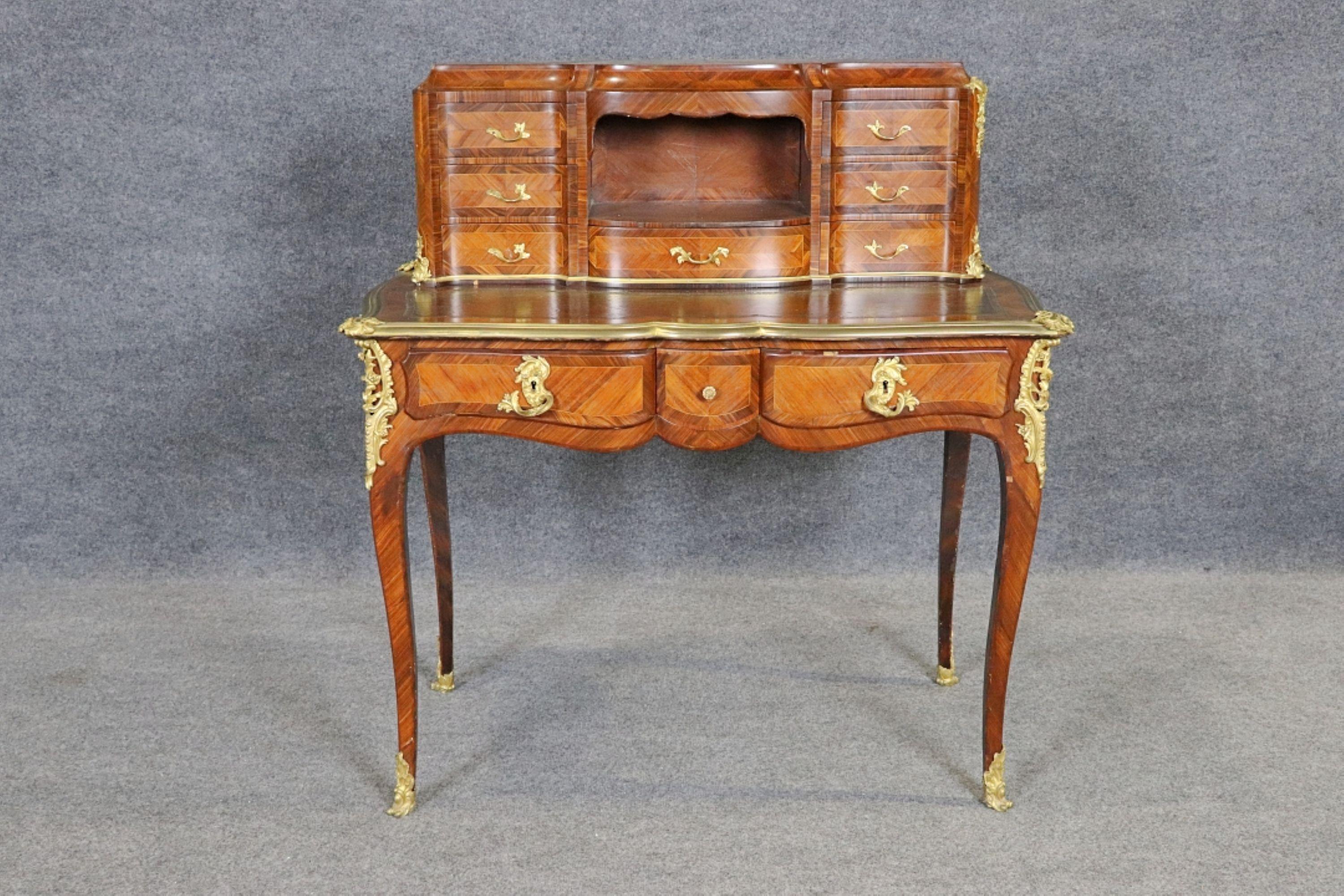 19TH C Intarsien Bronze montiert Damen Schreibtisch. im Angebot 13