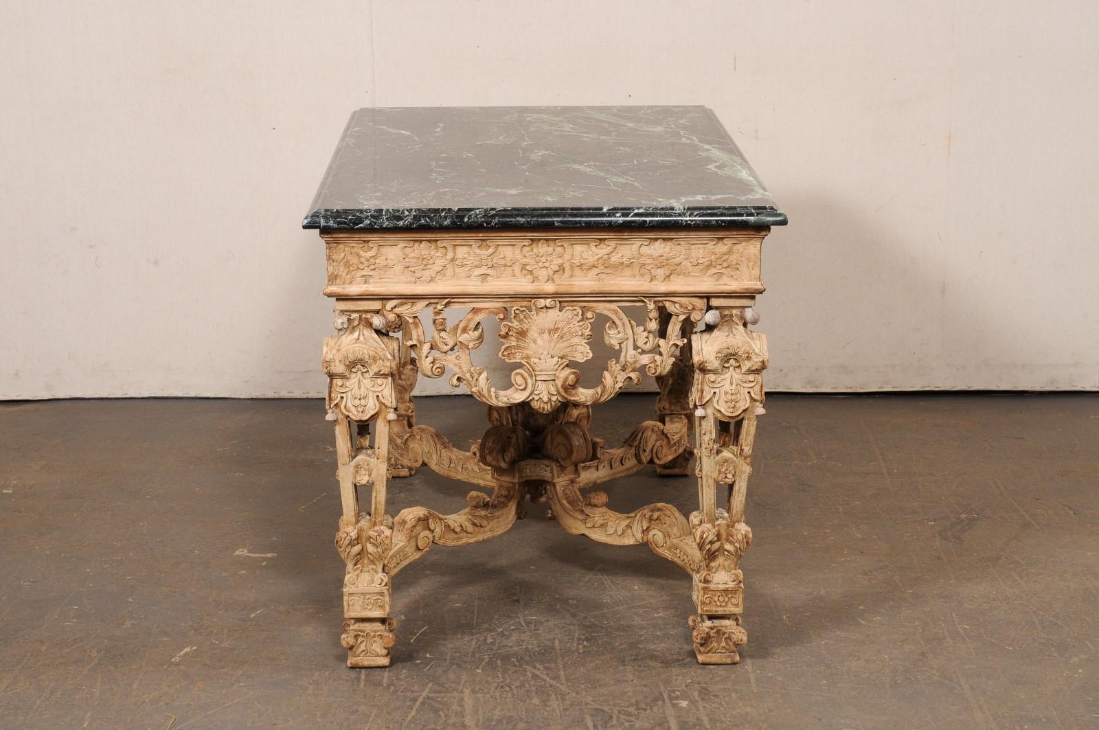 19th C. Intricately-Carved French Table w/Black Marble Top- Exceptional Detail! For Sale 6