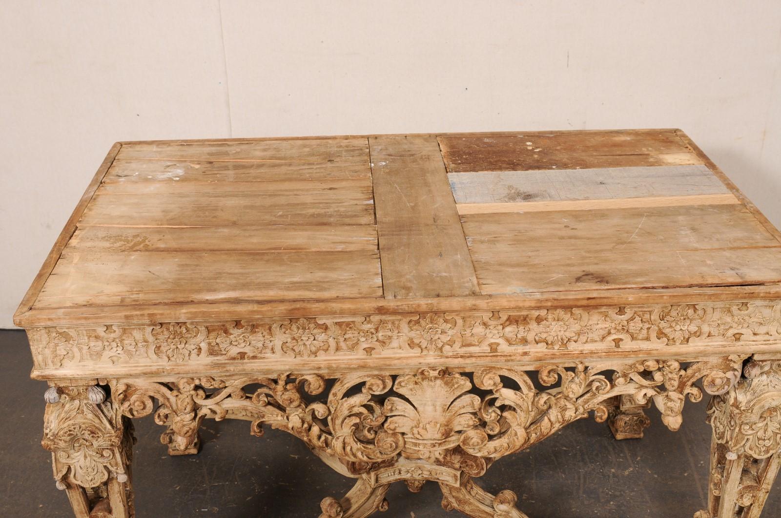 19th C. Intricately-Carved French Table w/Black Marble Top- Exceptional Detail! For Sale 9