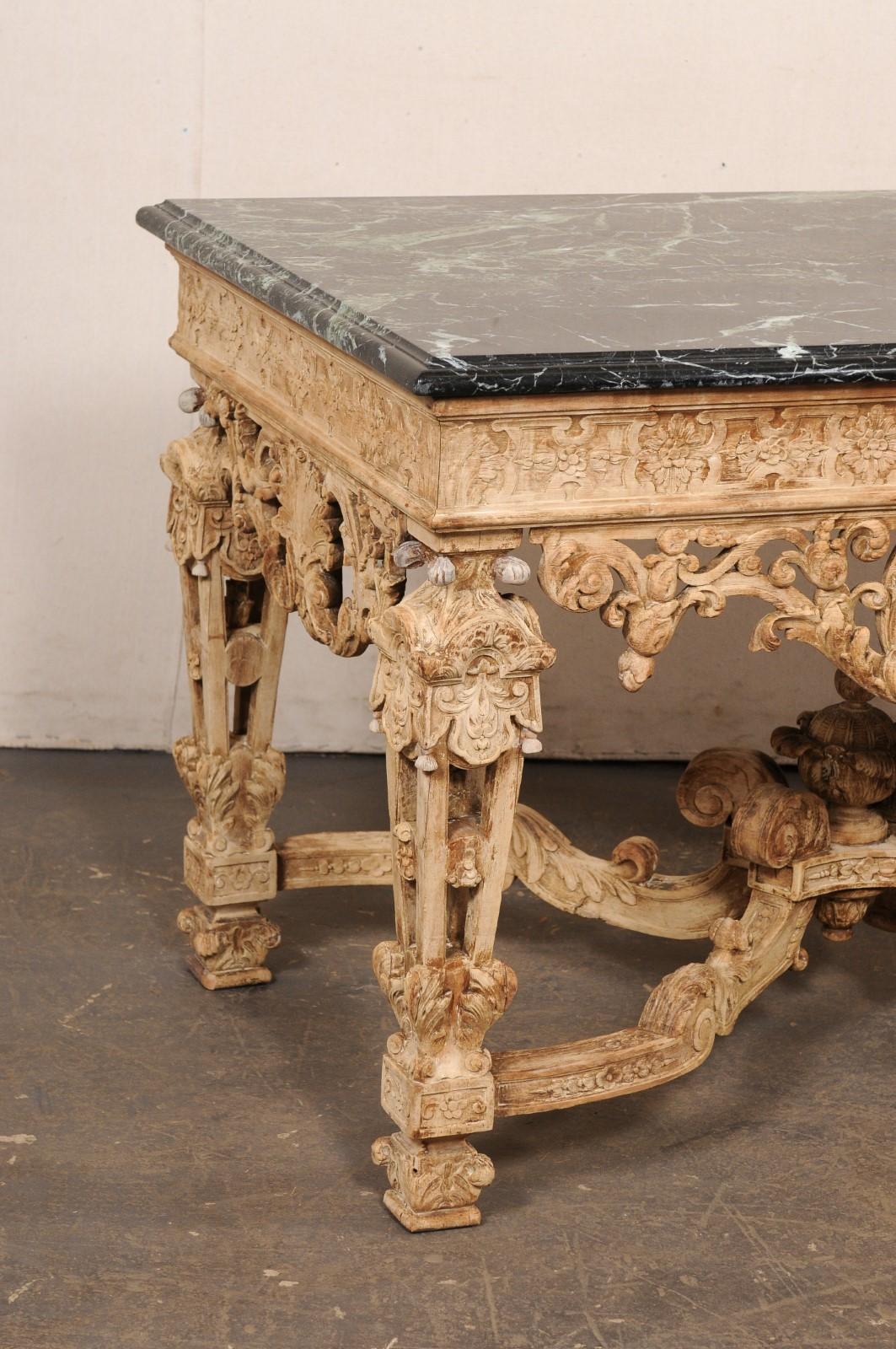 19th C. Intricately-Carved French Table w/Black Marble Top- Exceptional Detail! In Good Condition For Sale In Atlanta, GA