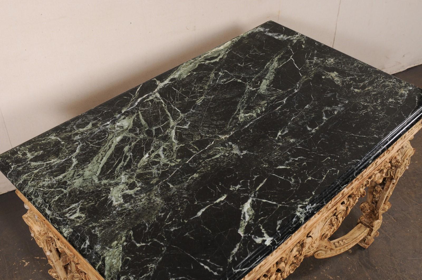 19th Century 19th C. Intricately-Carved French Table w/Black Marble Top- Exceptional Detail! For Sale