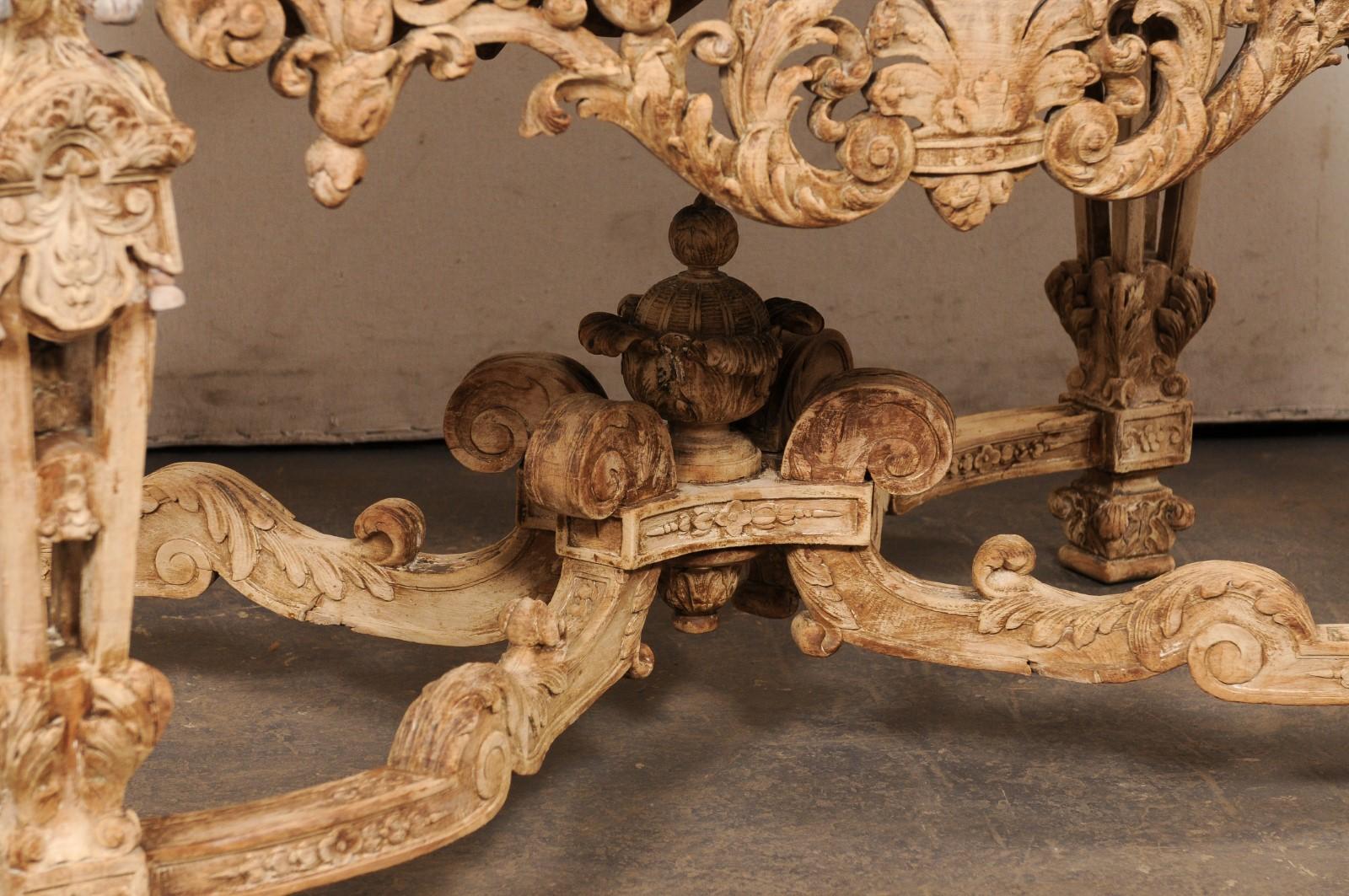 19th C. Intricately-Carved French Table w/Black Marble Top- Exceptional Detail! For Sale 1