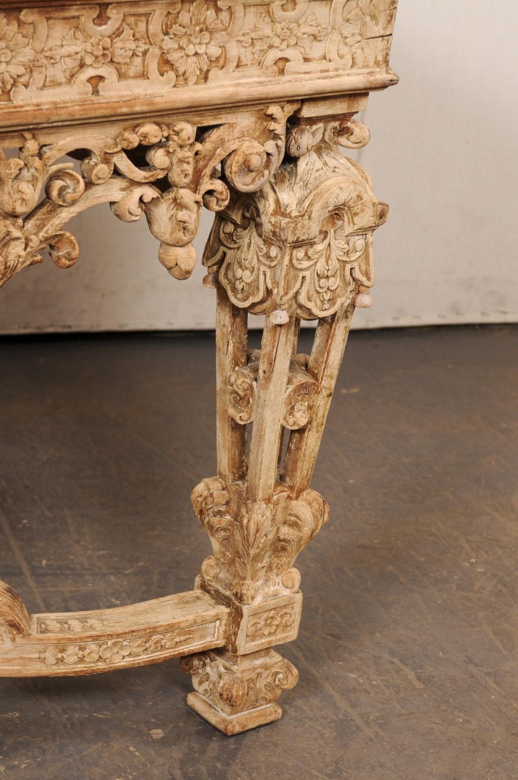 19th C. Intricately-Carved French Table w/Black Marble Top- Exceptional Detail! For Sale 2