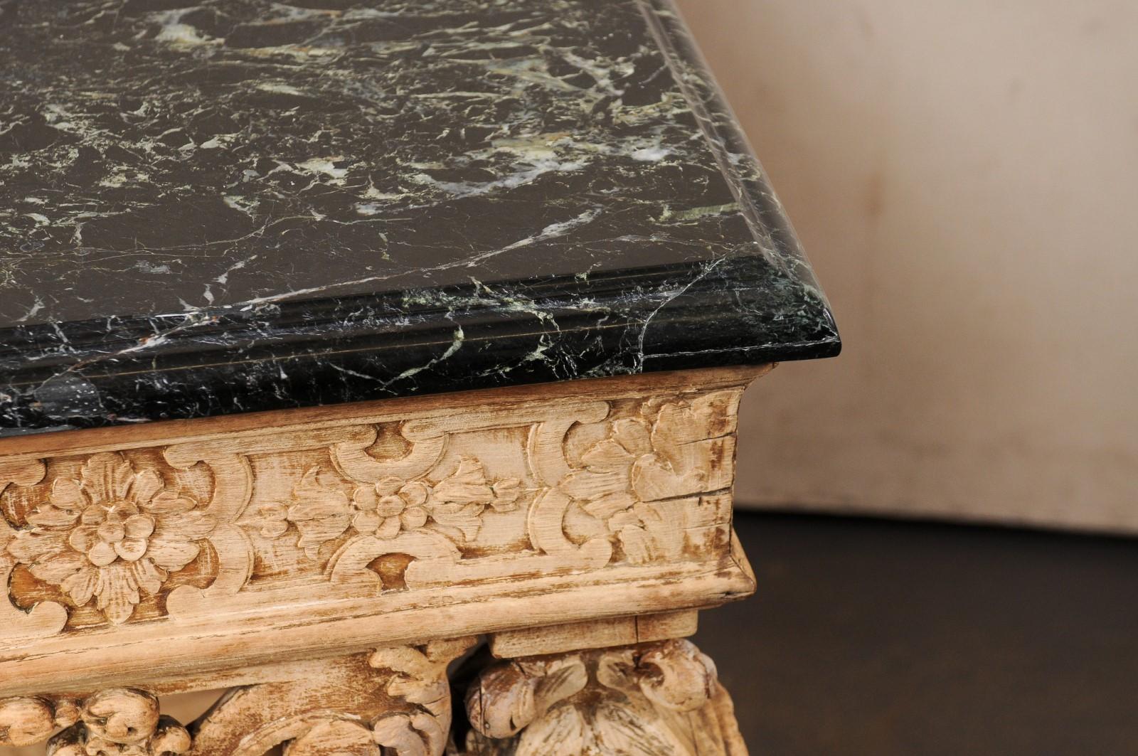 19th C. Intricately-Carved French Table w/Black Marble Top- Exceptional Detail! For Sale 3