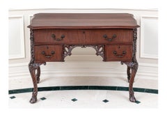 19th C. Irish George III Carved Mahogany Kneehole Desk