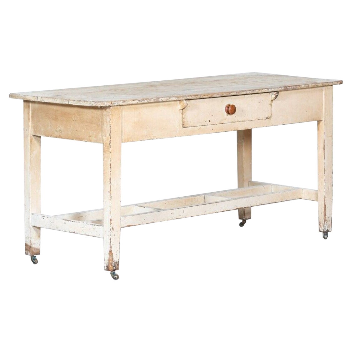 19th C Irish Painted Vernacular Pine Farmhouse Table