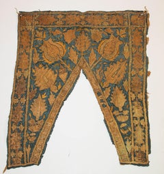 19th C. Islamic Textile Ottoman Empire Silver Metallic Threads Antique Fragment