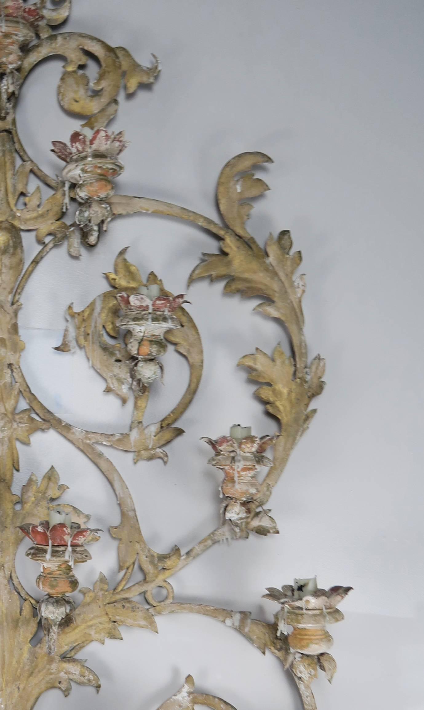 19th Century Italian 16-Light Wall Ornament for Candles 1