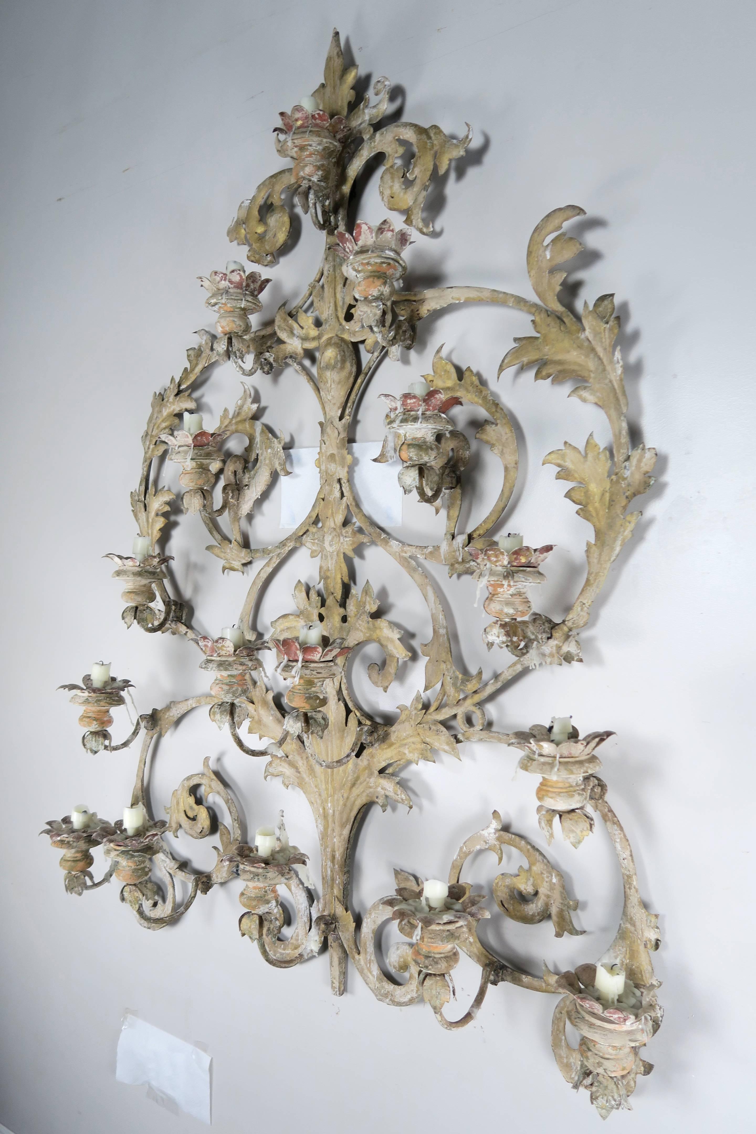 19th Century Italian 16-Light Wall Ornament for Candles 2