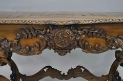 19th C. Italian Baroque Carved Walnut Center Table in the French Louis XV Taste