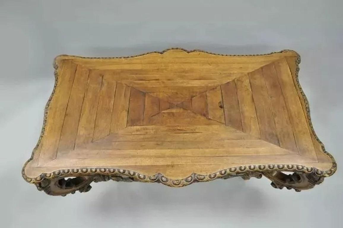 19th Century 19th C. Italian Baroque Carved Walnut Center Table in the French Louis XV Taste For Sale