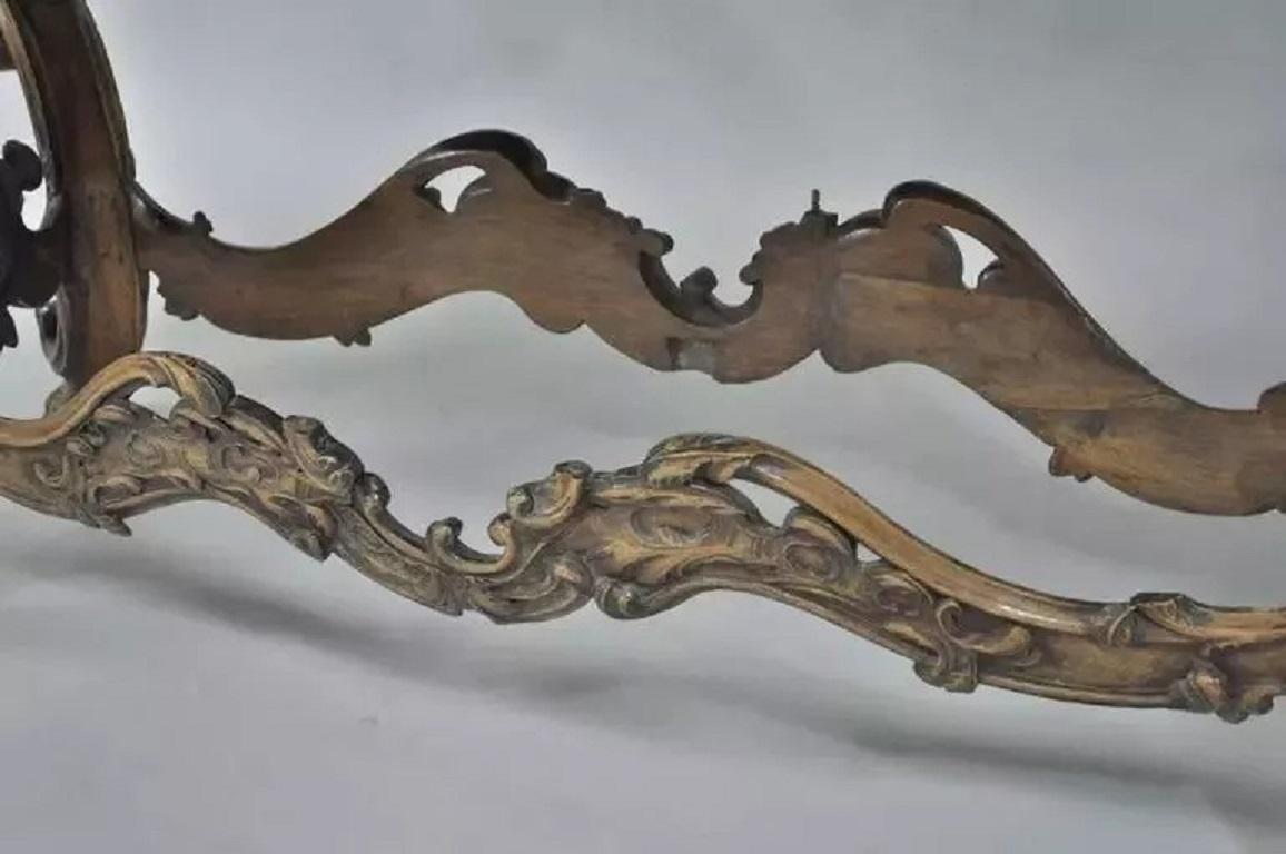 19th C. Italian Baroque Carved Walnut Center Table in the French Louis XV Taste For Sale 1