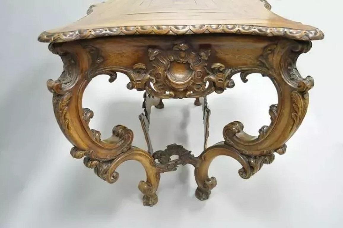 19th C. Italian Baroque Carved Walnut Center Table in the French Louis XV Taste For Sale 3