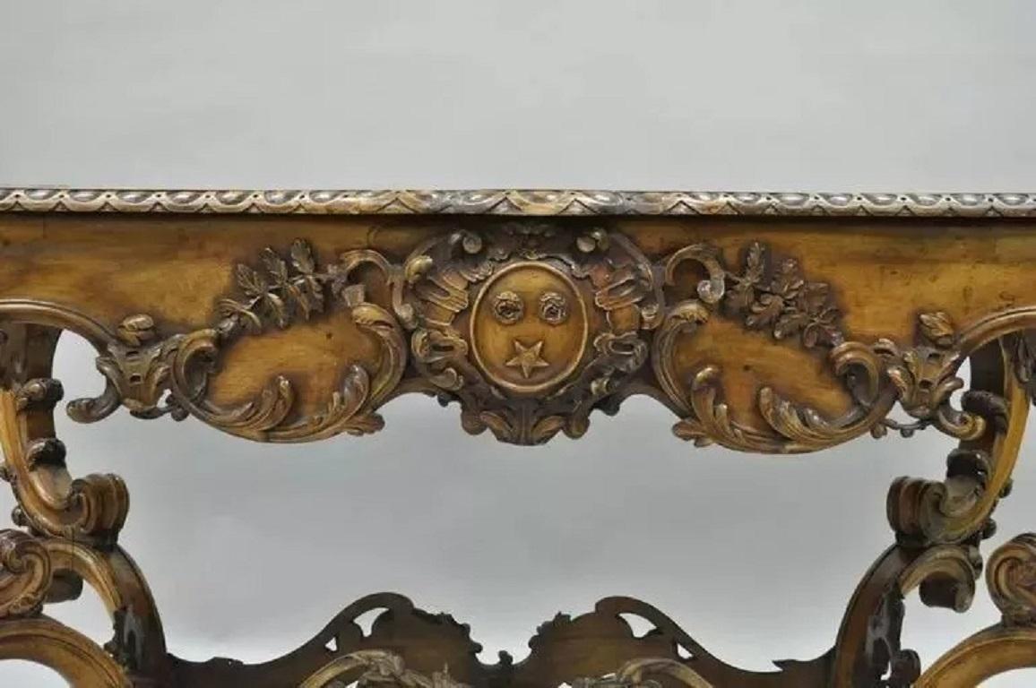 19th C. Italian Baroque Carved Walnut Center Table in the French Louis XV Taste For Sale 4