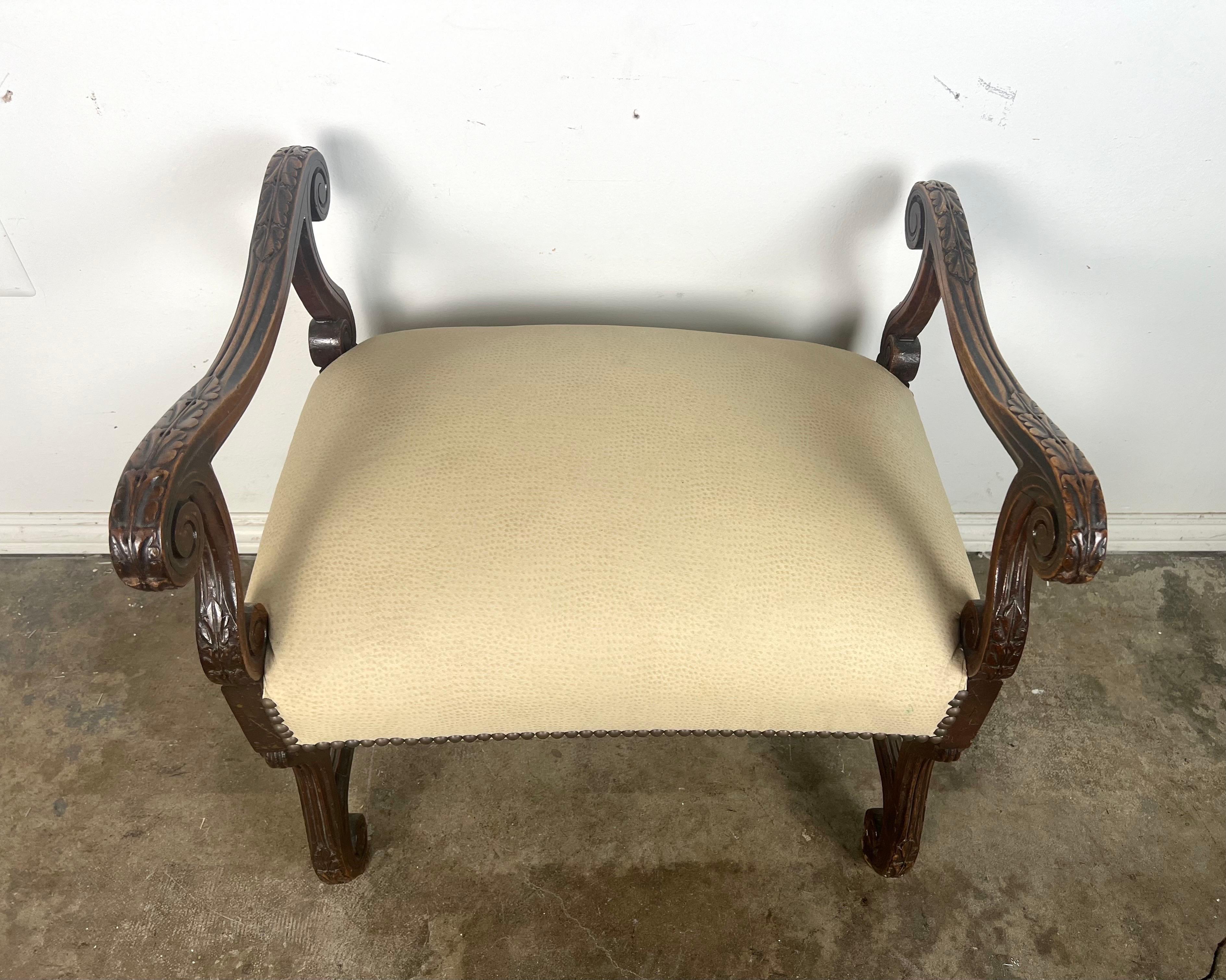 19th C. Italian Baroque Style Bench In Distressed Condition For Sale In Los Angeles, CA
