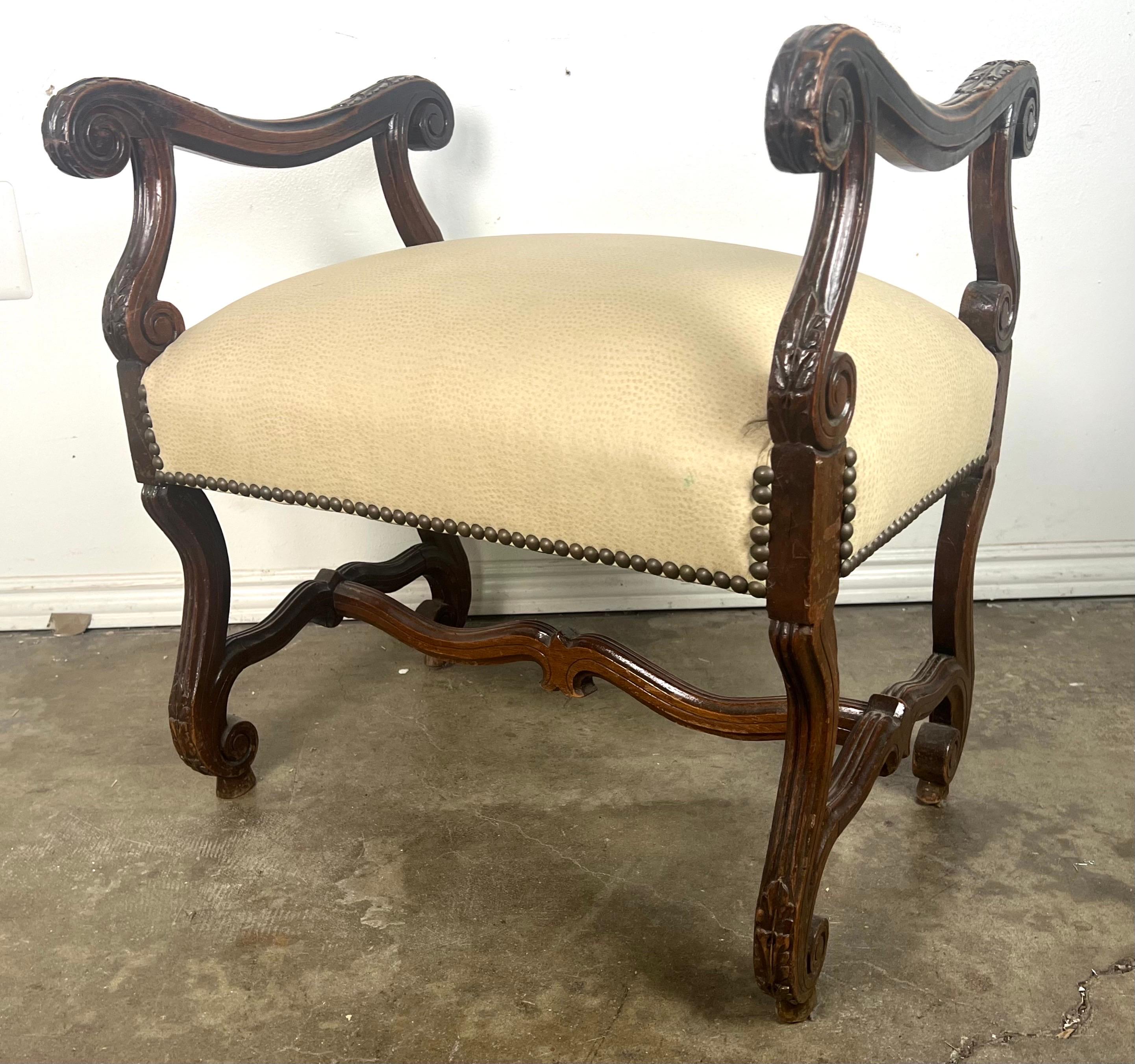 19th C. Italian Baroque Style Bench For Sale 1