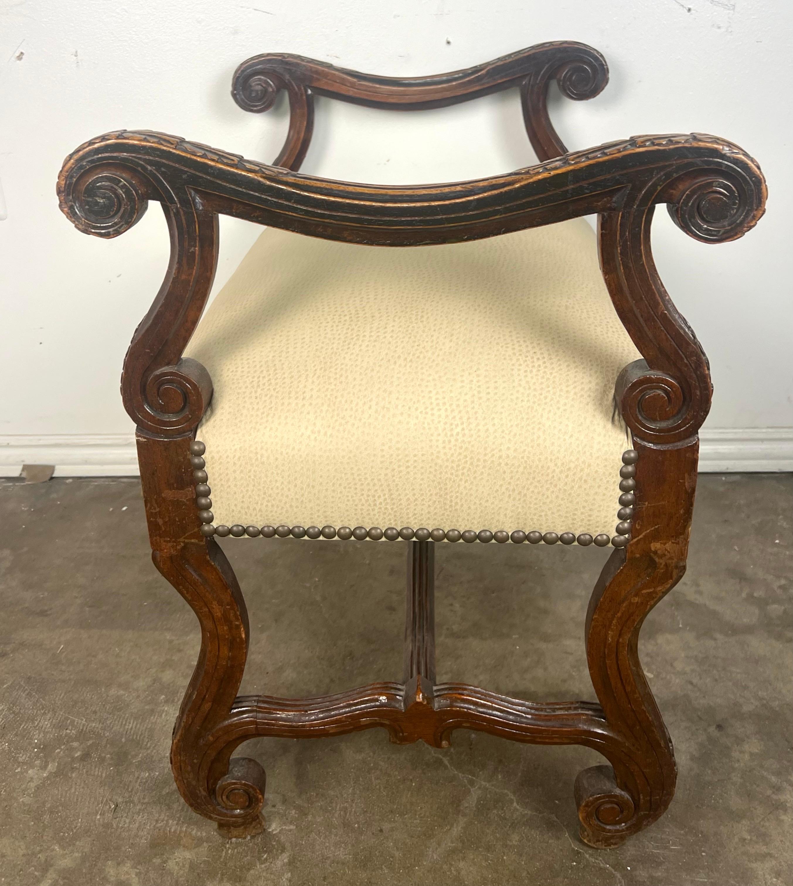 19th C. Italian Baroque Style Bench For Sale 2