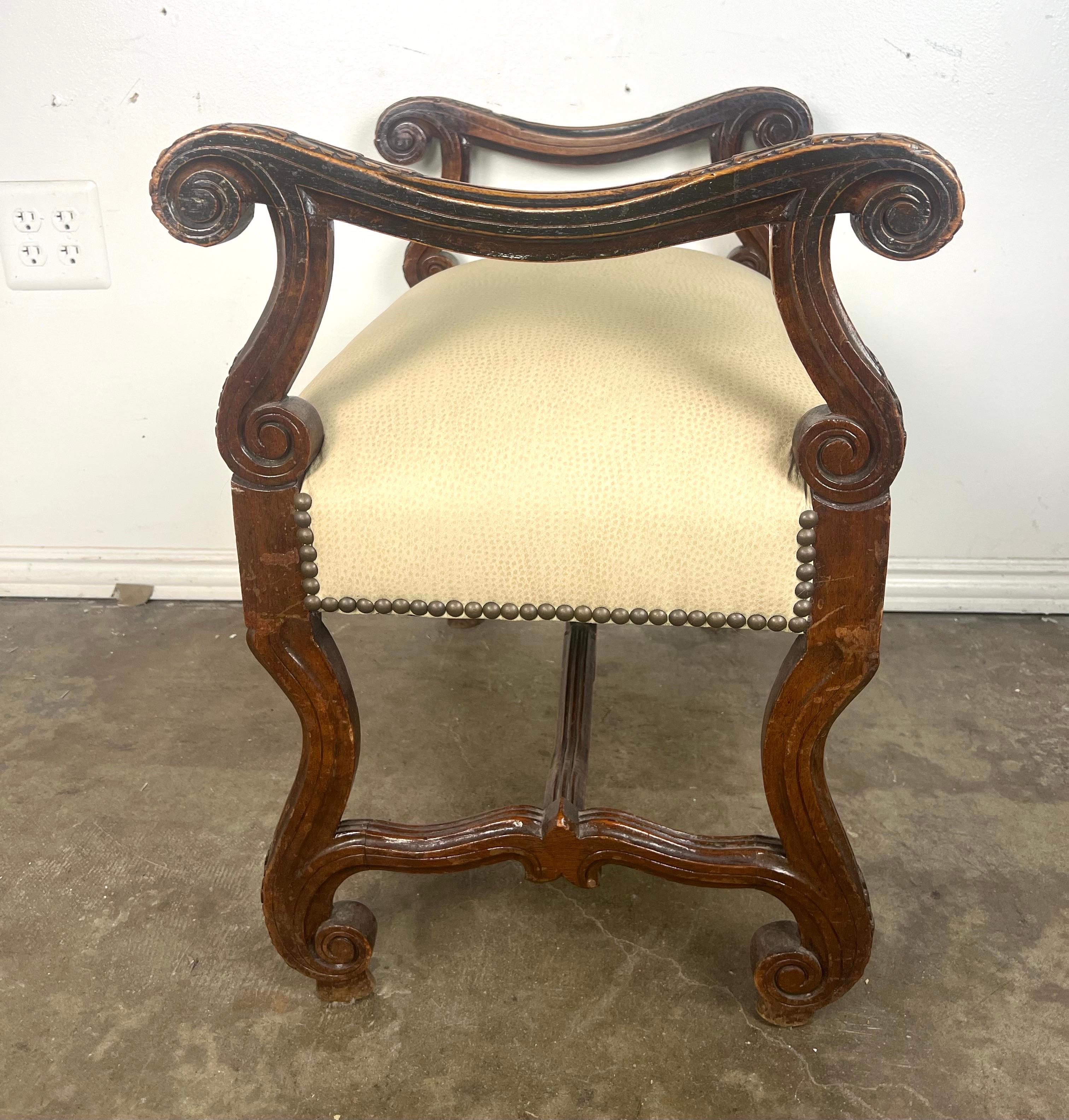 19th C. Italian Baroque Style Bench For Sale 4