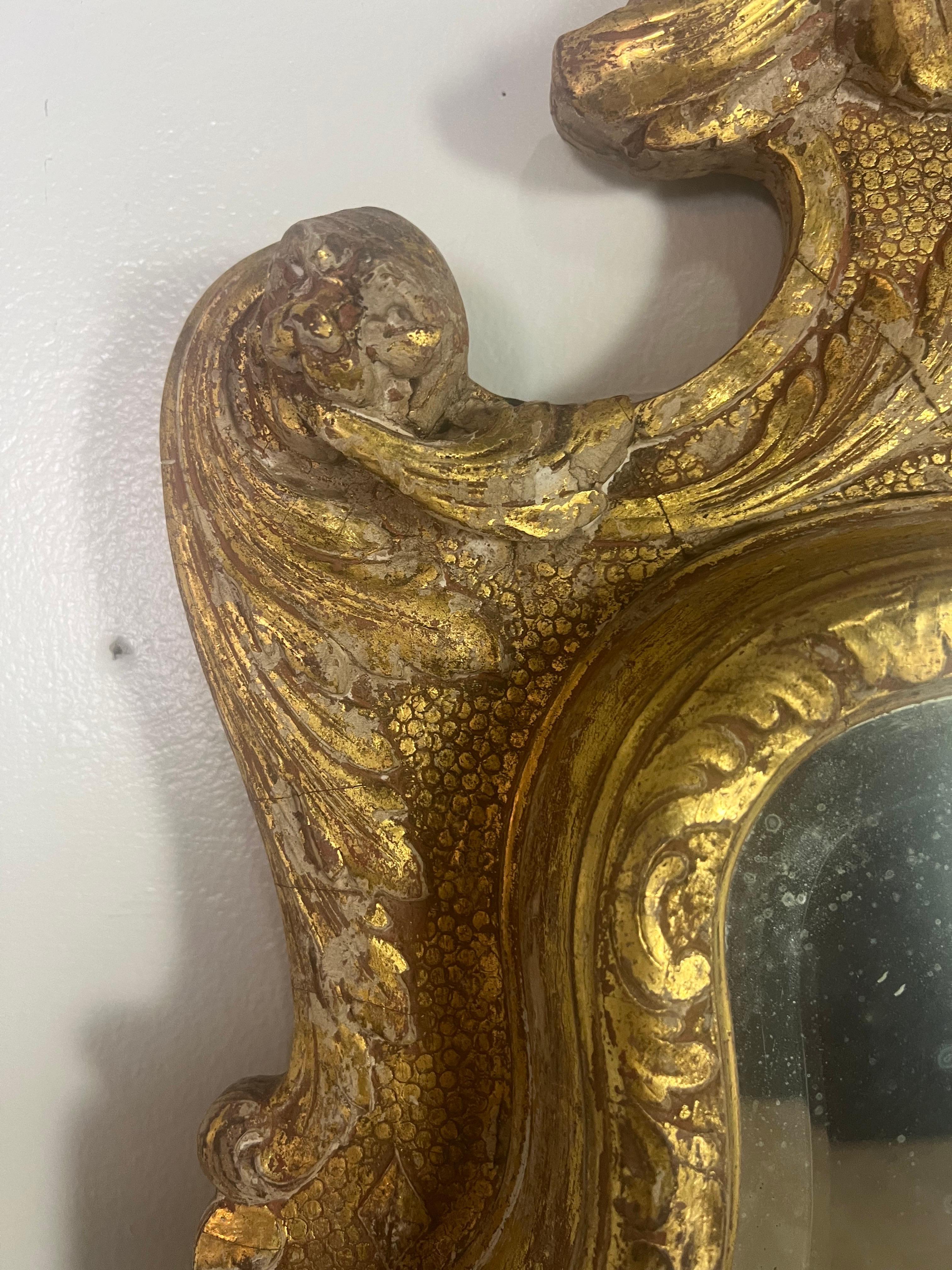 Specchio in legno dorato in stile barocco italiano del XIX secolo in vendita 8