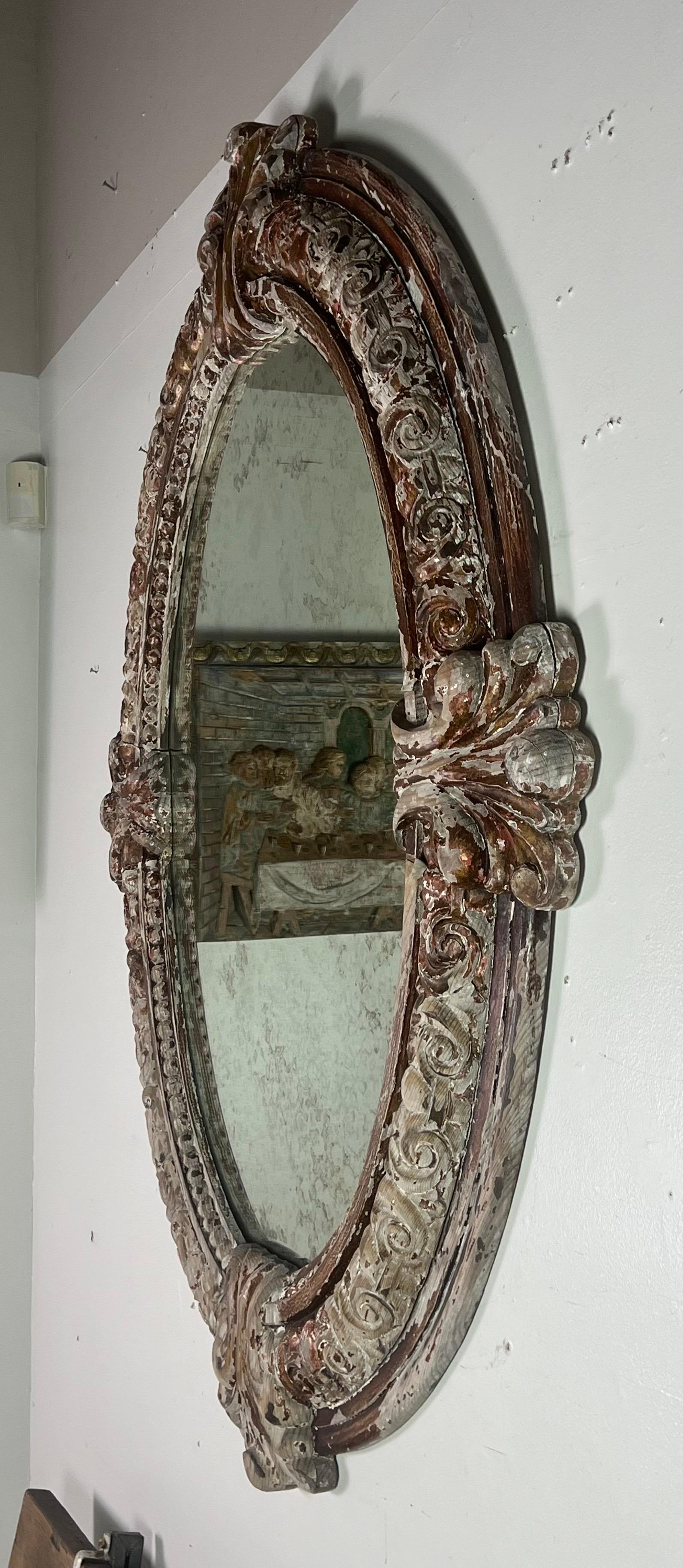 Specchio ovale in stile barocco italiano del XIX secolo in vendita 6