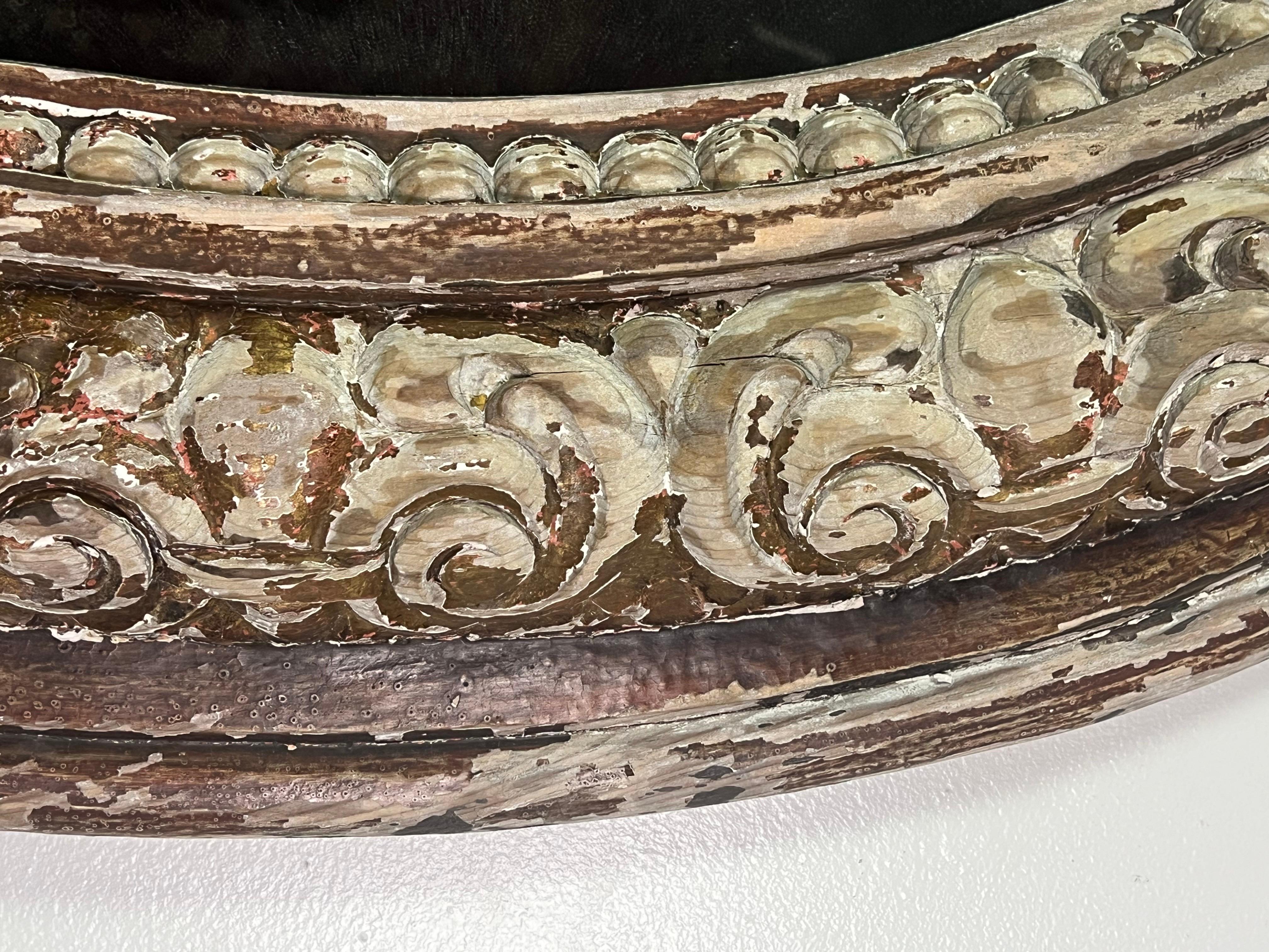 19th C. Italian Baroque Style Oval Shaped Mirror For Sale 4