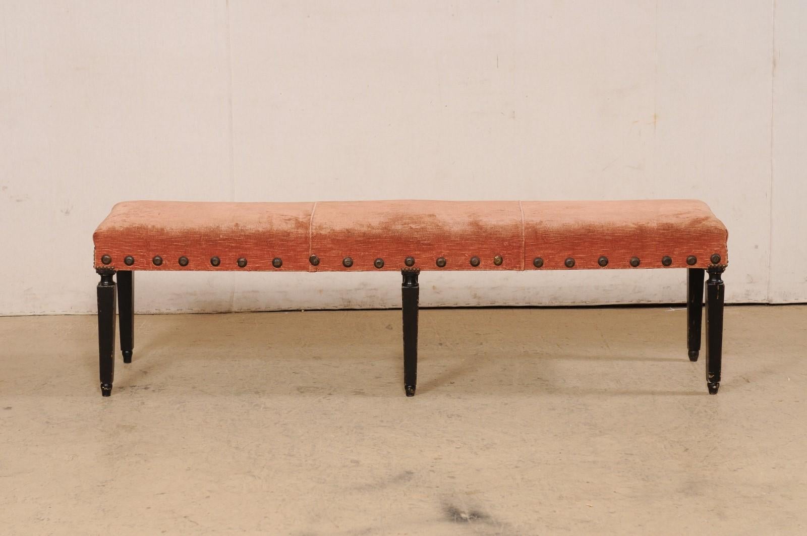 19th C. Italian Bench w/Carved Legs & Forged Iron Nailhead Accents, 5.5 Ft Long For Sale 6