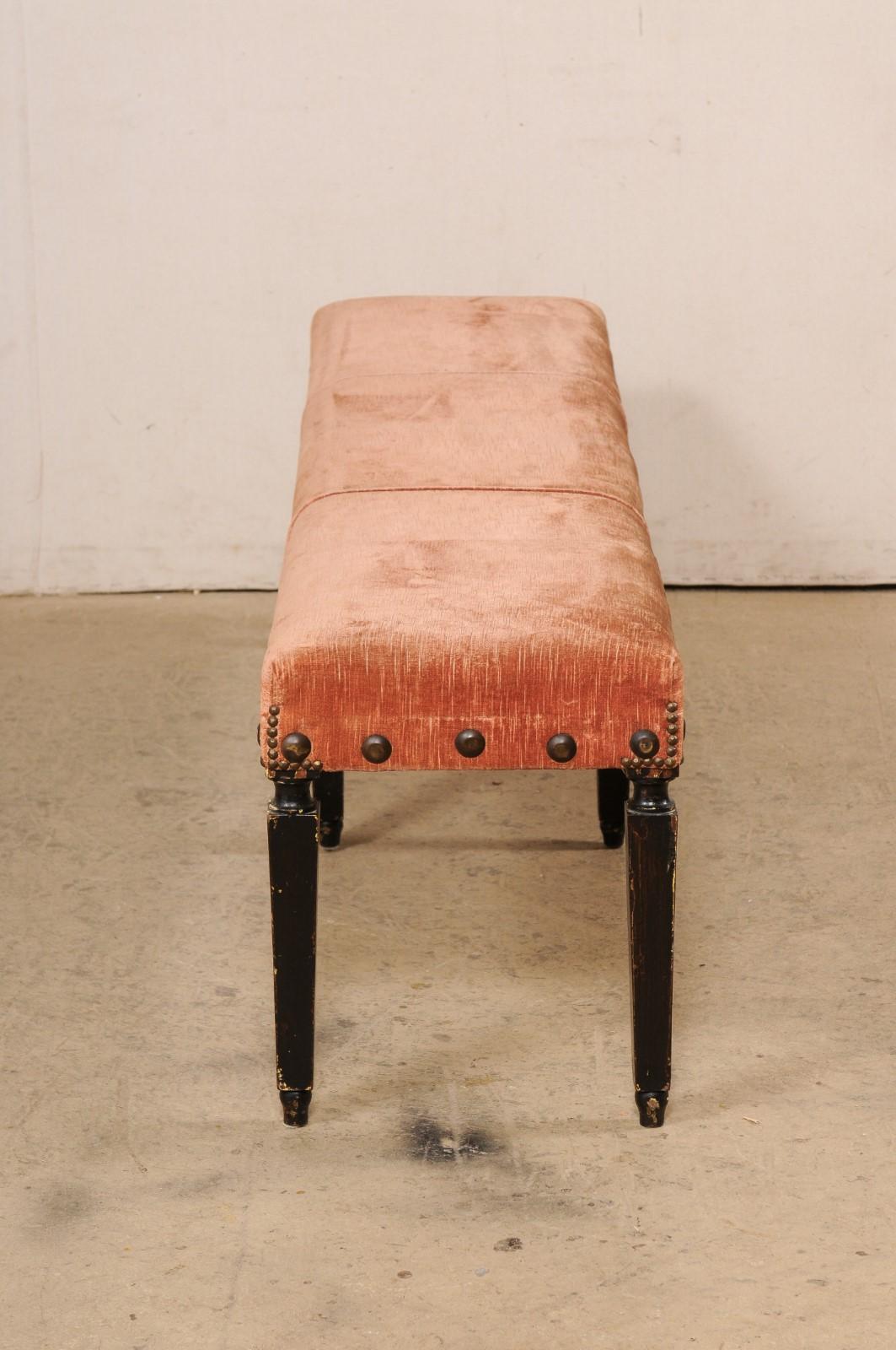 19th C. Italian Bench w/Carved Legs & Forged Iron Nailhead Accents, 5.5 Ft Long For Sale 1