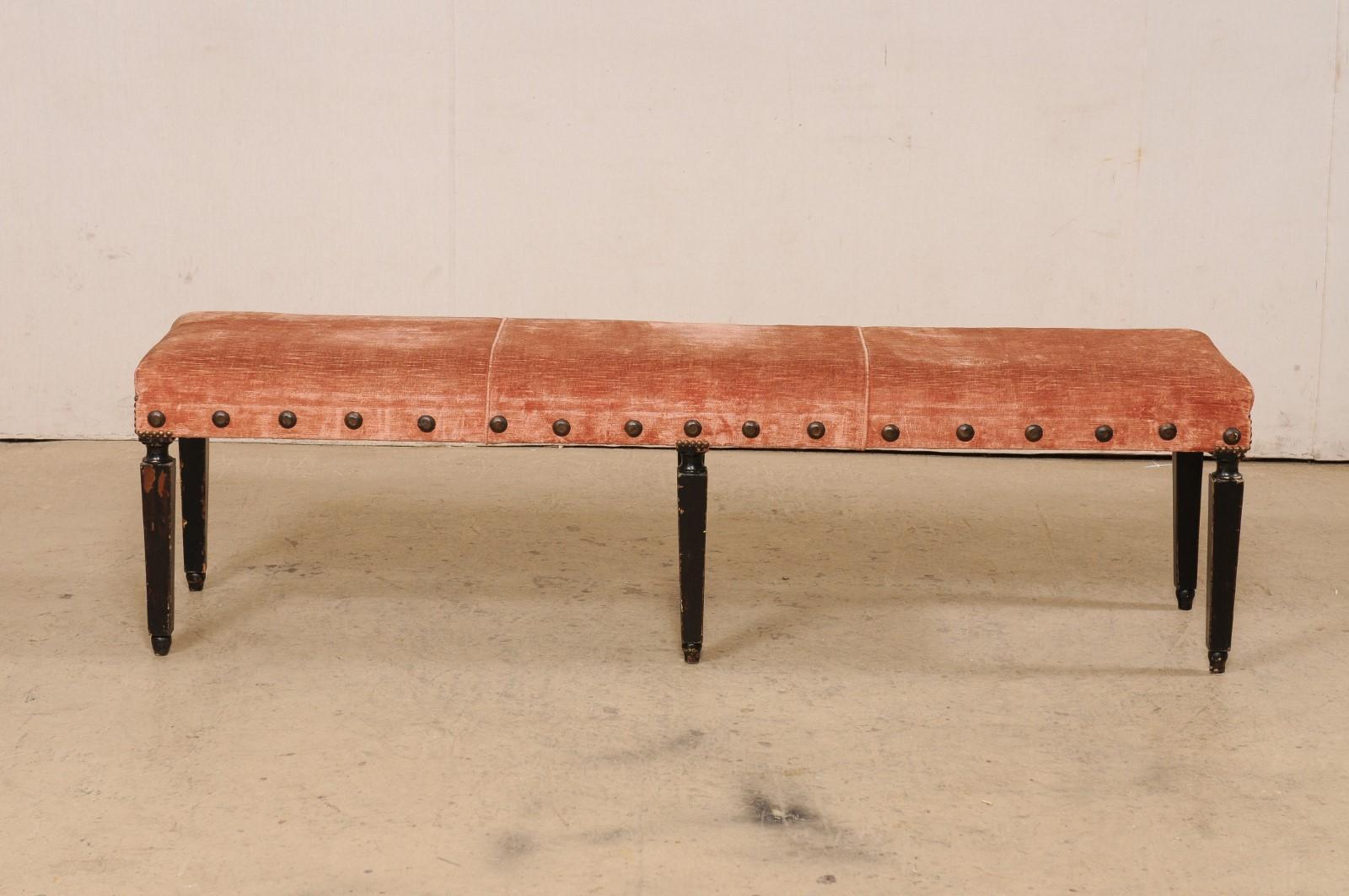 19th C. Italian Bench w/Carved Legs & Forged Iron Nailhead Accents, 5.5 Ft Long For Sale 3