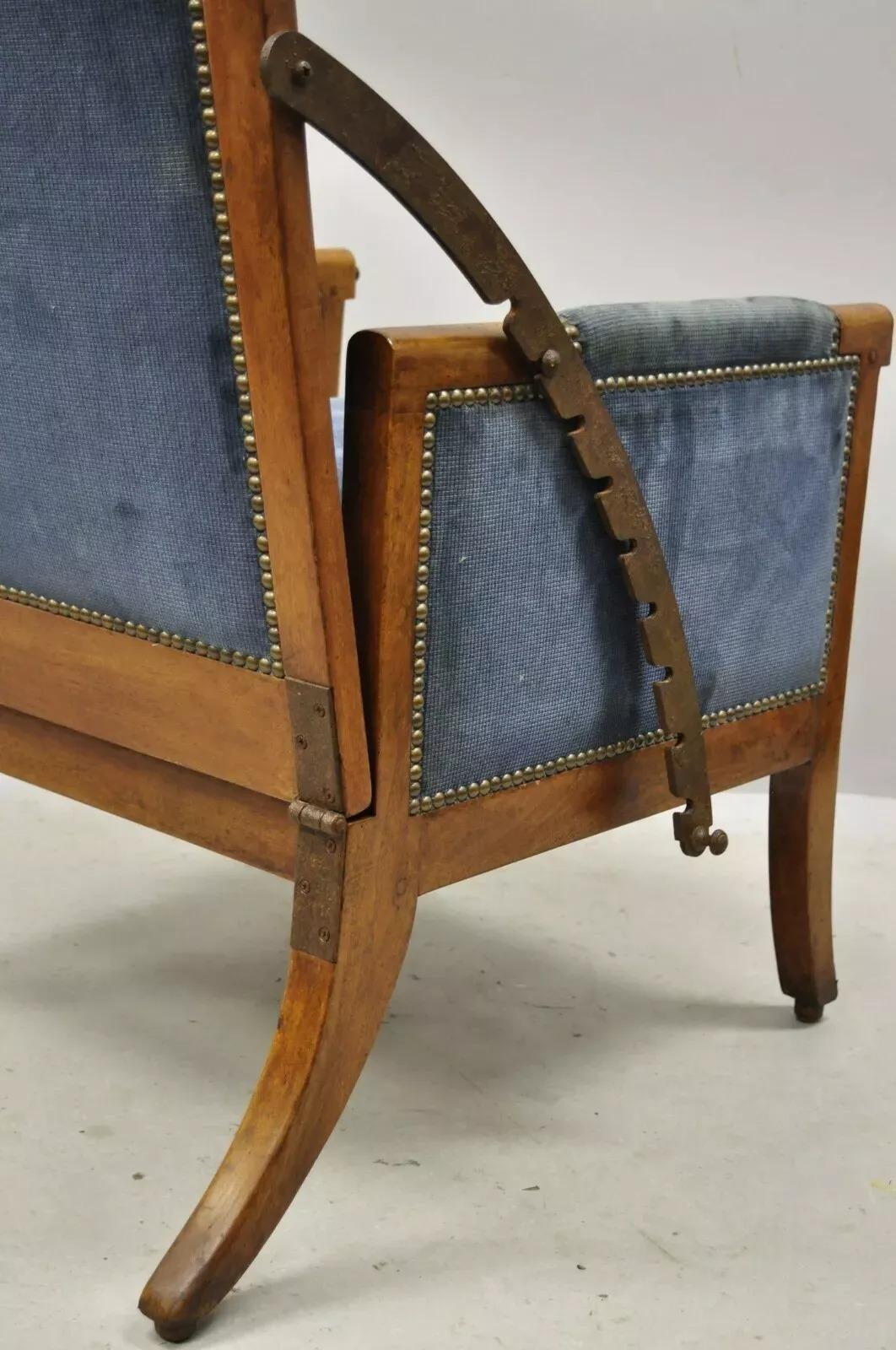 A.I.C. Biedermeier Mahogany Reclining Lounge Chair with Cast Iron Hardware en vente 2