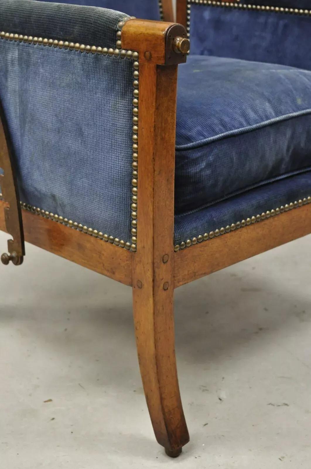 A.I.C. Biedermeier Mahogany Reclining Lounge Chair with Cast Iron Hardware en vente 3