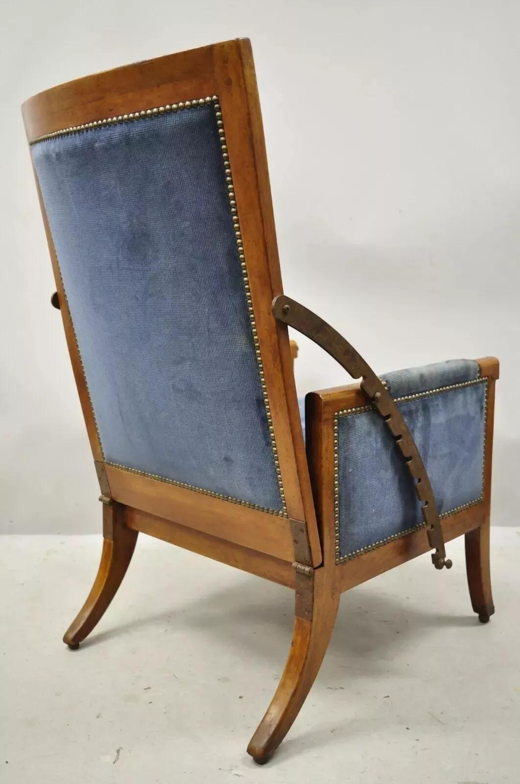 A.I.C. Biedermeier Mahogany Reclining Lounge Chair with Cast Iron Hardware en vente 4