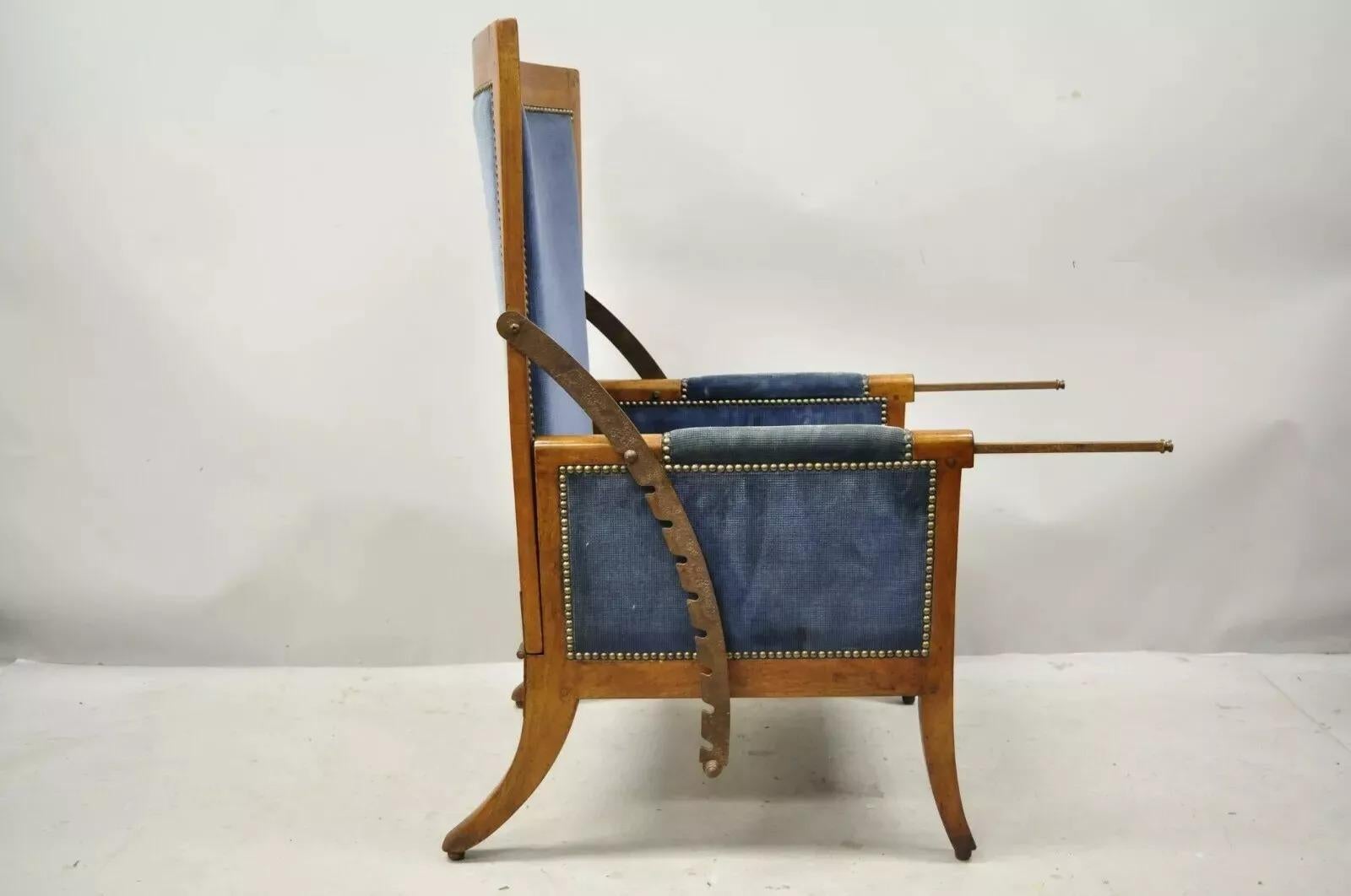 Empire A.I.C. Biedermeier Mahogany Reclining Lounge Chair with Cast Iron Hardware en vente