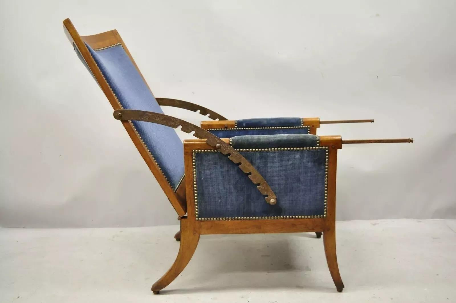 Inconnu A.I.C. Biedermeier Mahogany Reclining Lounge Chair with Cast Iron Hardware en vente