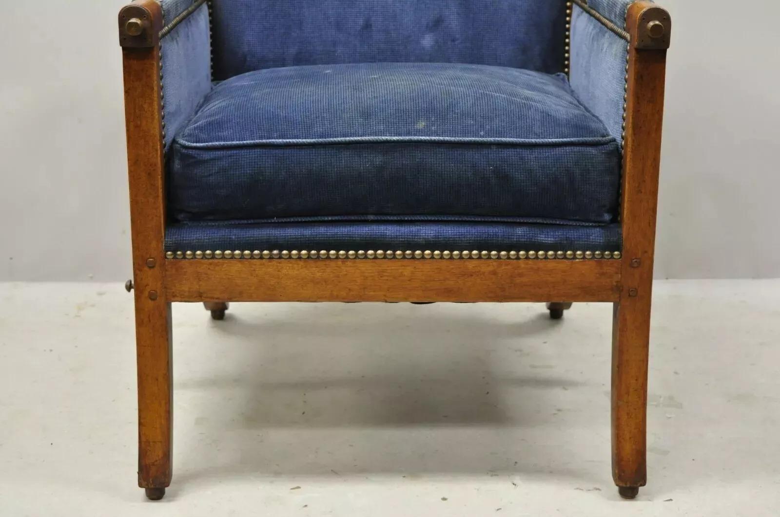 A.I.C. Biedermeier Mahogany Reclining Lounge Chair with Cast Iron Hardware en vente 1
