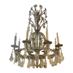 19e s. Lustre italien en bronze et cristal