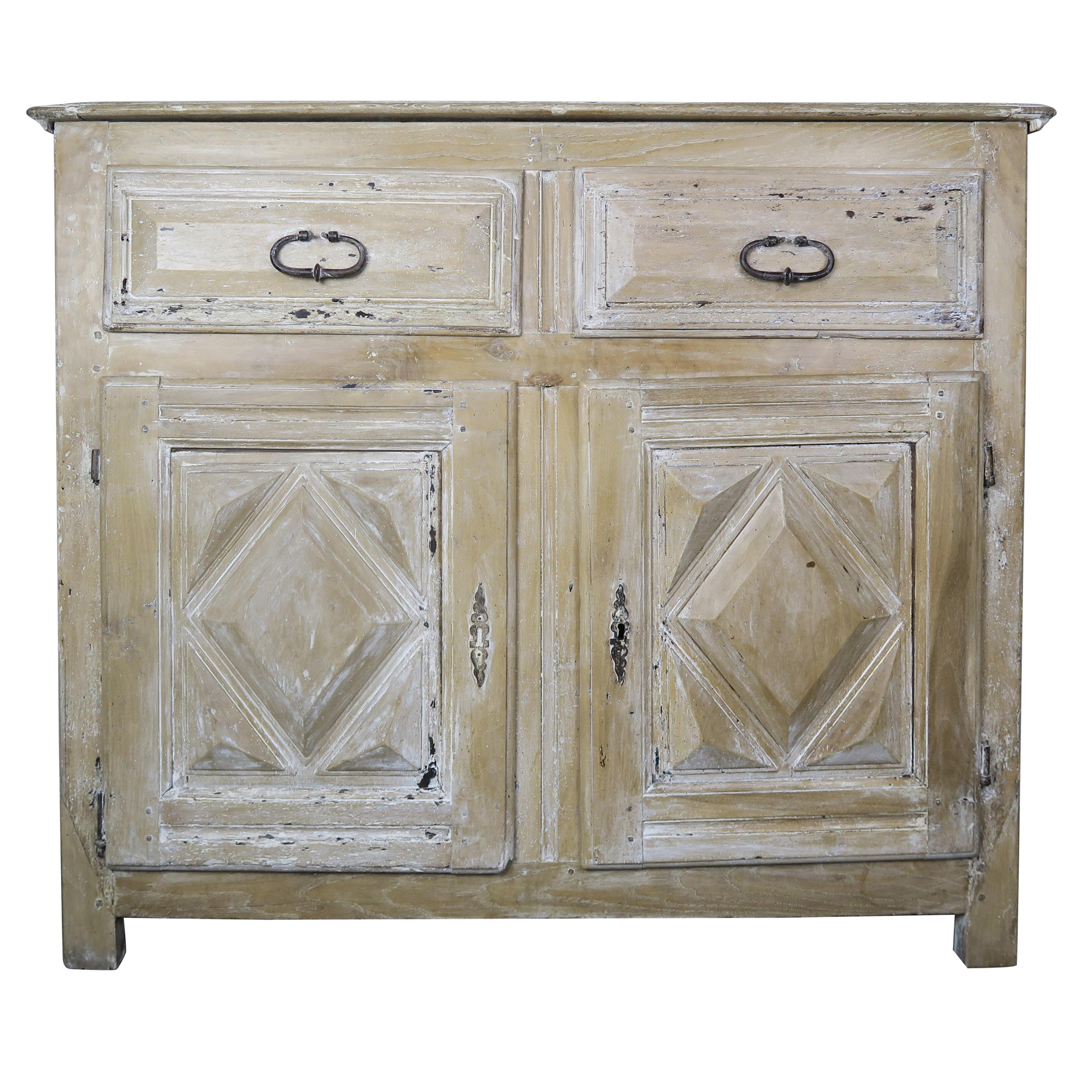 19th Century Spanish Carved Bleached Walnut Cabinet