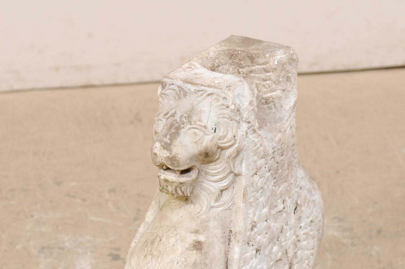 19th C. Italian Carved Marble Fragment of Griffins, Makes a Great Table Base 6