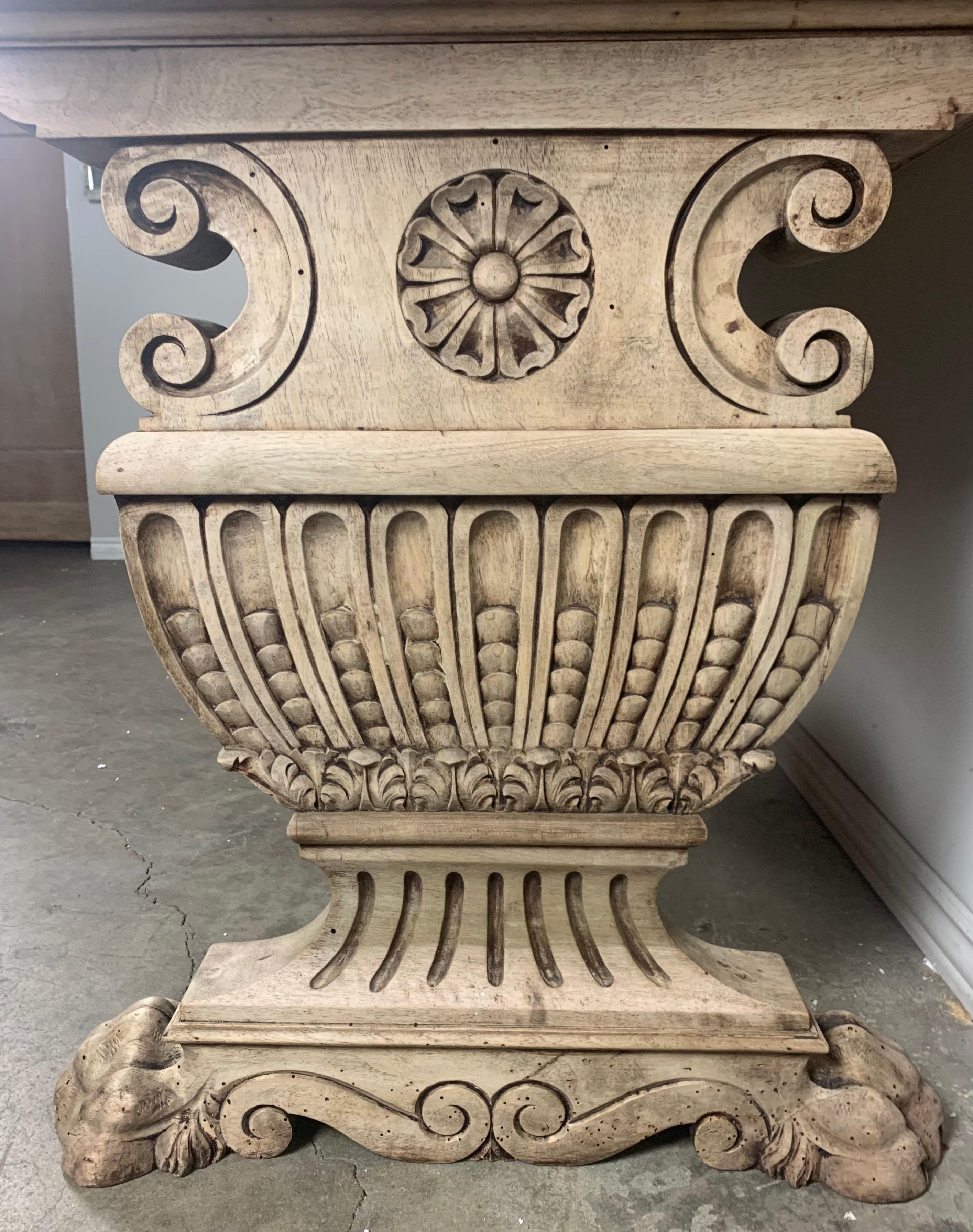19th Century Italian Carved Trestle Table/Desk 5