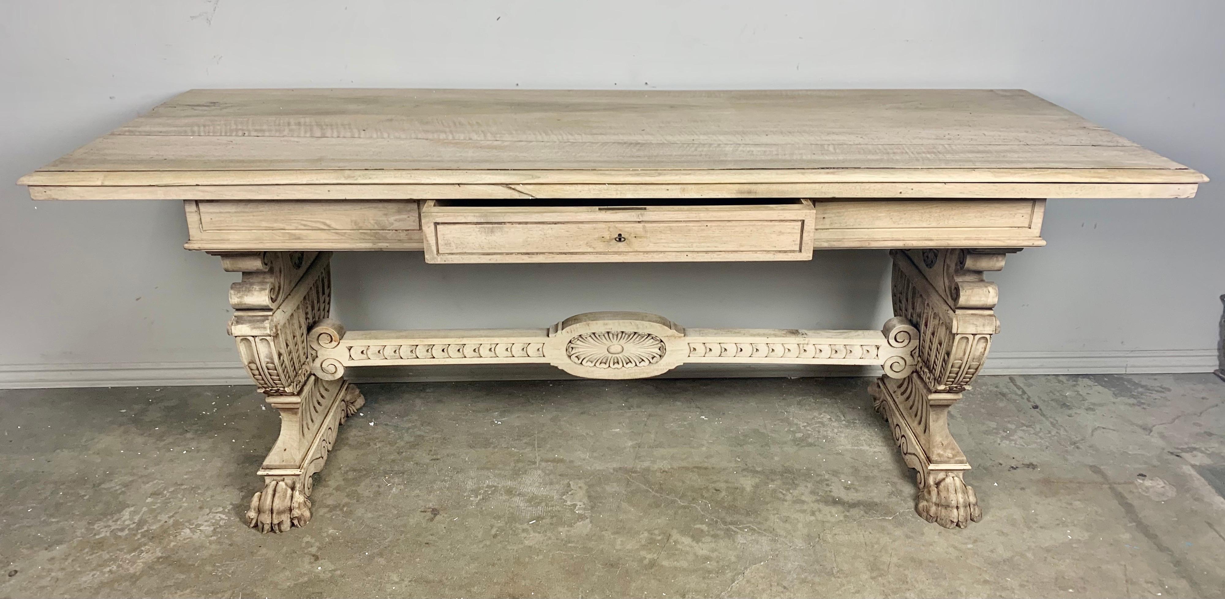 Baroque 19th Century Italian Carved Trestle Table/Desk